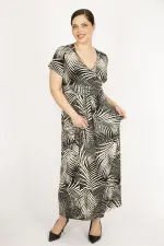 Kadın Mor Büyük Beden Anvelop Yakalı Renkli Uzun Elbise