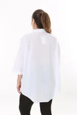 Chemise en similicuir grande taille pour femme, fermeture à boutons-pression, poche et détail sur le devant 65N37698 Chemise en similicuir grande taille pour femme, fermeture à boutons-pression, poche et détail sur le devant 65N37698