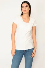 KADIN KEMİK YAKA KAPATMA PARÇALI ANVELOP BLUZ