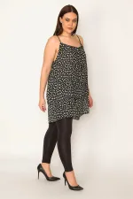 Kadın Renkli Desenli Şifon Kumaş Askılı Katlı Tunik 65N32041