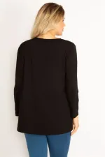 Kadın Siyah Taş Detaylı Uzun Kollu Bluz 65N34632