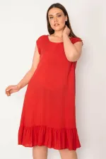 Kadın Bordo Etek Ucu Fırfırlı Viskon Elbise 65N35402