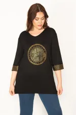 Kadın Siyah Taş Detaylı Tunik 65N32428