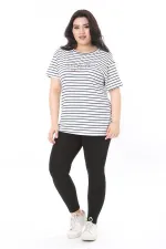 Kadın Büyük Beden Gül Kurusu Bisiklet Yakalı Kısa Kollu Bluz 65N38006