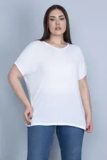 Kadın Kemik İnce Viskon Kumaş V Yakalı Düşük Kol Bluz 65N23663