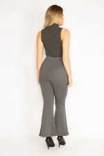 Kadın Siyah Piyedepul Desenli Pantolon 65N35111