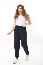 Kadın Büyük Beden Lacivert Paçası Ribanalı Eşofman Alt 65N37488