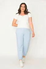 Kadın Gri Pamuklu Kumaş İçi Şardon Paça Ve Bel Lastikli Cep Detaylı Eşofman Alt  65N30436