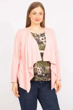 Kadın Pembe Büyük Beden İkili Görünümlü Tek Parça Bluz 65N35556