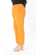 Kadın Büyük Beden Oranj Beli Lastikli Yan Cepli Pantolon 65N38929