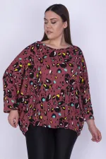Kadın Renkli Rahat Kesim Yarasa Kol Desenli Tunik 65N25916