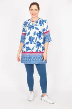 Kadın Fujya Büyük Beden Dokuma Viskon Kumaş Su Desenli Tunik