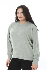 Kadın Büyük Beden Yeşil Yumoş Kumaş Yarasa Kollu Bluz 65N38636