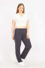 Kadın Lacivert Büyük Beden Biye Detaylı Spor Pantolon 65N35627