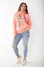 Women's Plus Size Phosphorus Stand-up Collar Inside-Red Sweatshirt 65N37211