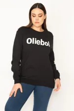Kadın Siyah Ön Baskılı Sweatshirt 65N31485