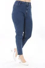 Kadın Büyük Beden Yüksek Bel Dar Paçalı Likralı Kot Pantolon 65N38089