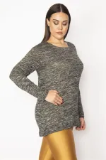 Kadın Füme Taş Detaylı Kırçıllı Bluz 65N29600