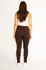 Kadın Kahve Ön Süs Ve Arka Cepli Tayt  65N34534