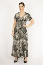 Kadın Mor Büyük Beden Anvelop Yakalı Renkli Uzun Elbise