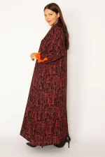 Kadın Oranj Ön Boy Düğmeli Rahat Kesim Uzun Elbise 65N34320