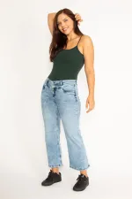 Kadın Mavi Likralı 5 Cep Kot Pantolon 65N34537