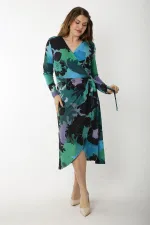 WOMEN'S GREEN SIDE TIE WRAPPED DRESS 26A37260