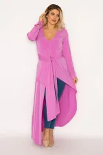 Kadın Lila Agraf Düğmeli Asimetrik Kesim Kap 65N35020