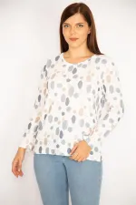 Kadın Kemik Triko Dokuma Desenli Bluz 65N34920