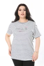 Kadın Büyük Beden Gül Kurusu Bisiklet Yakalı Kısa Kollu Bluz 65N38006