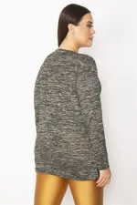 Kadın Füme Taş Detaylı Kırçıllı Bluz 65N29600