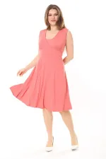 Kadın Haki Anvelop Yakalı Arka Bel Lastikli Kolsuz Likralı Viskon Elbise 65N37872