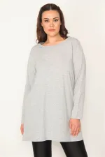 Kadın Gri Bisiklet Yakalı Uzun Kollu Tunik 65N32445