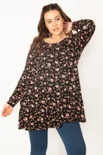 Kadın Saks Ön Pat Düğmeli Etek Ucu Katlı Tunik 65N32773