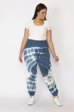 Kadın Gri İçi Şardonlu 3 İplik Kumaş Bel Ve Paça Lastikli Batik Desenli Pantolon 65N29150