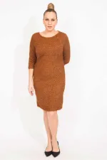 Kadın Bordo Simli Buklet Kumaş Astarlı Elbise 65N35530