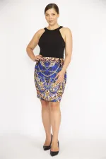 KADIN SİYAH HALTER YAKA SÜS DÜĞMELİ ETEĞİ DESENLİ ELBİSE