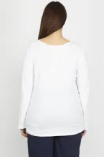 KADIN KEMİK PAMUKLU KUMAŞ PAYET VE BASKI DETAYLI BLUZ