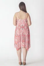 Kadın Nar İp Askılı Asimetrik Elbise 65N35435