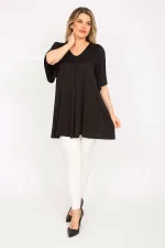 Tunique plissée noire trapèze pour femme 65N35319 Tunique plissée noire trapèze pour femme 65N35319