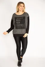 Kadın Siyah Baskı Detaylı İki Renkli Tunik 65N35209