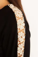 Kadın Bordo Dantel Detaylı Bluz 65N34646