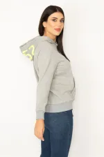 SWEAT-SHIRT À CAPUCHE EN RELIEF GRIS À 3 FILS POUR FEMME