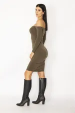 ROBE SLIM KAKI SANS BOUTONS POUR FEMME