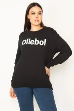 Kadın Siyah Ön Baskılı Sweatshirt 65N31485
