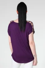 Kadın Bej Omuz Dekolteli İnci Detaylı Viskon Tunik 65N15453