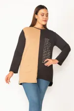 Kadın Camel Baskı Ve Cep Detaylı Renk Kombinli Sweatshirt 65N28013