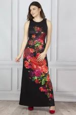 Women's Black Floral Patterned Dress 26A11200