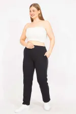 Kadın Lacivert Büyük Beden Biye Detaylı Spor Pantolon 65N35627