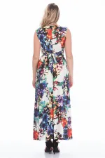 WOMEN'S COLORFUL FRONT DRAPED LONG DRESS